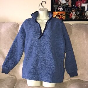Aerie XS light and dark blue Sherpa pullover quarter zip 💕
